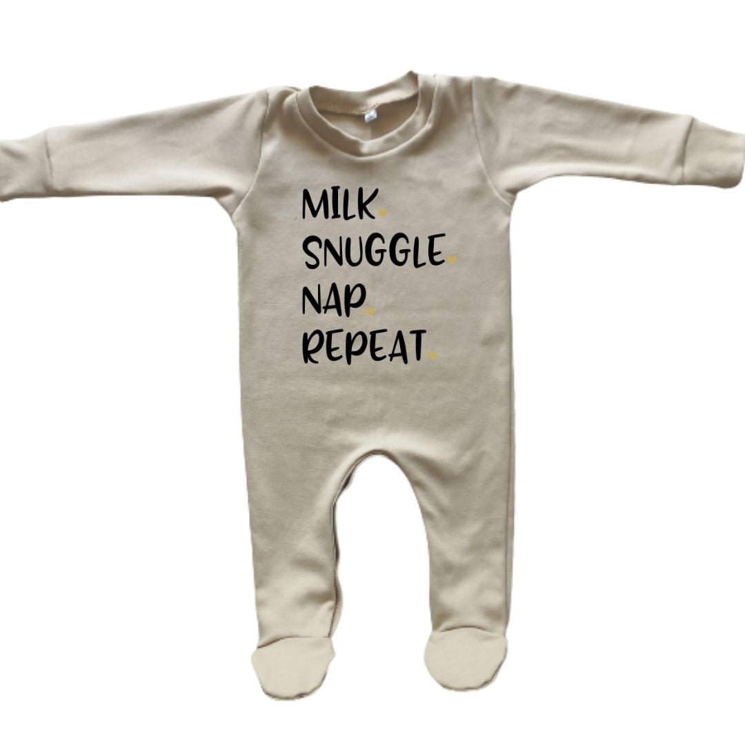 Milk Snuggle Nap Repeat Printed Design