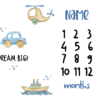 Dream Big Transport Milestone Blanket English