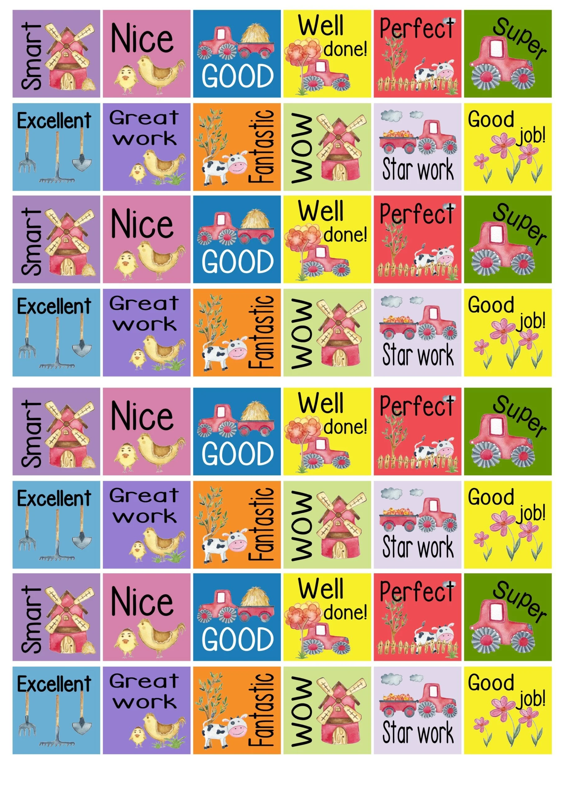 Teacher Reward Farm Stickers