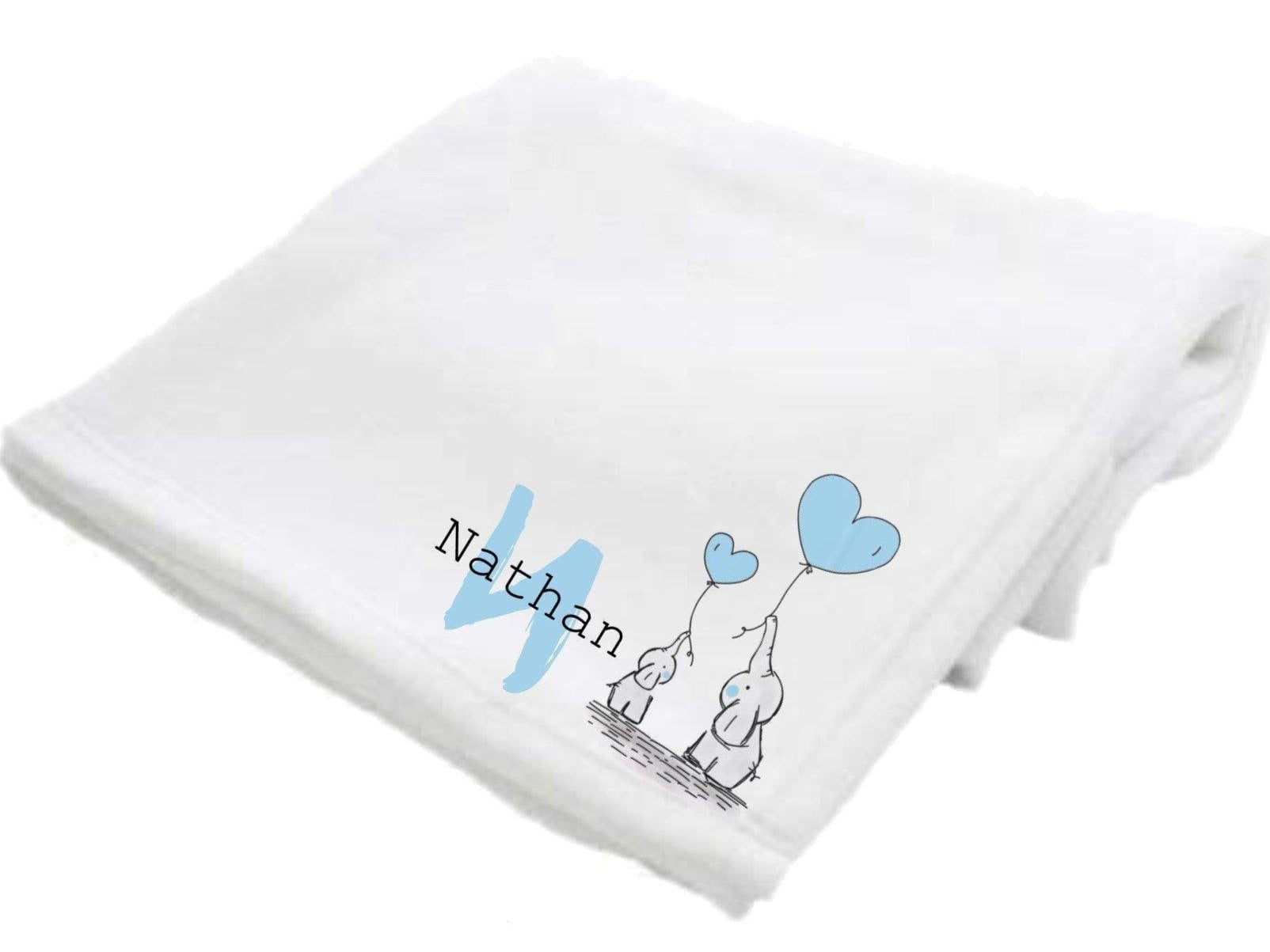 Elephant Fluffy Fleece Blanket - Blue heart