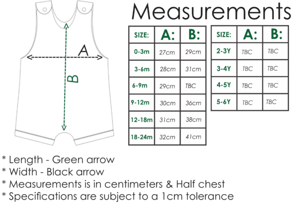 SUMMER ROMPER SIZE CHART