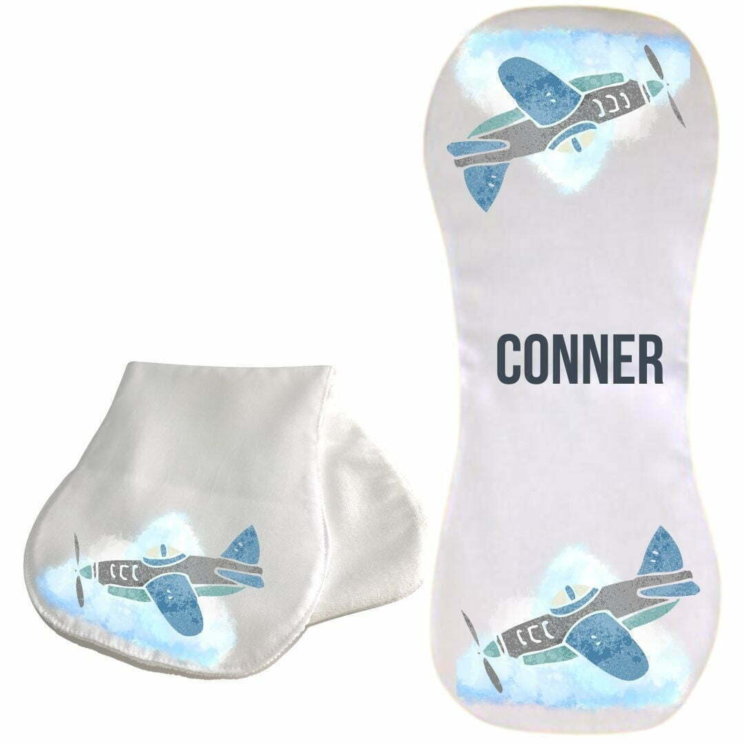 Blue Airplane Burp Cloth