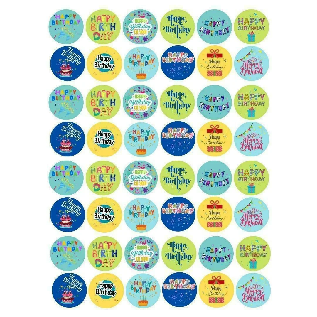 Happy Birthday Stickers Round