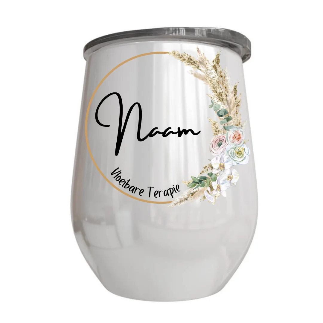 Boho Blomme Naam Wyn "Tumbler" | Personalised Printed