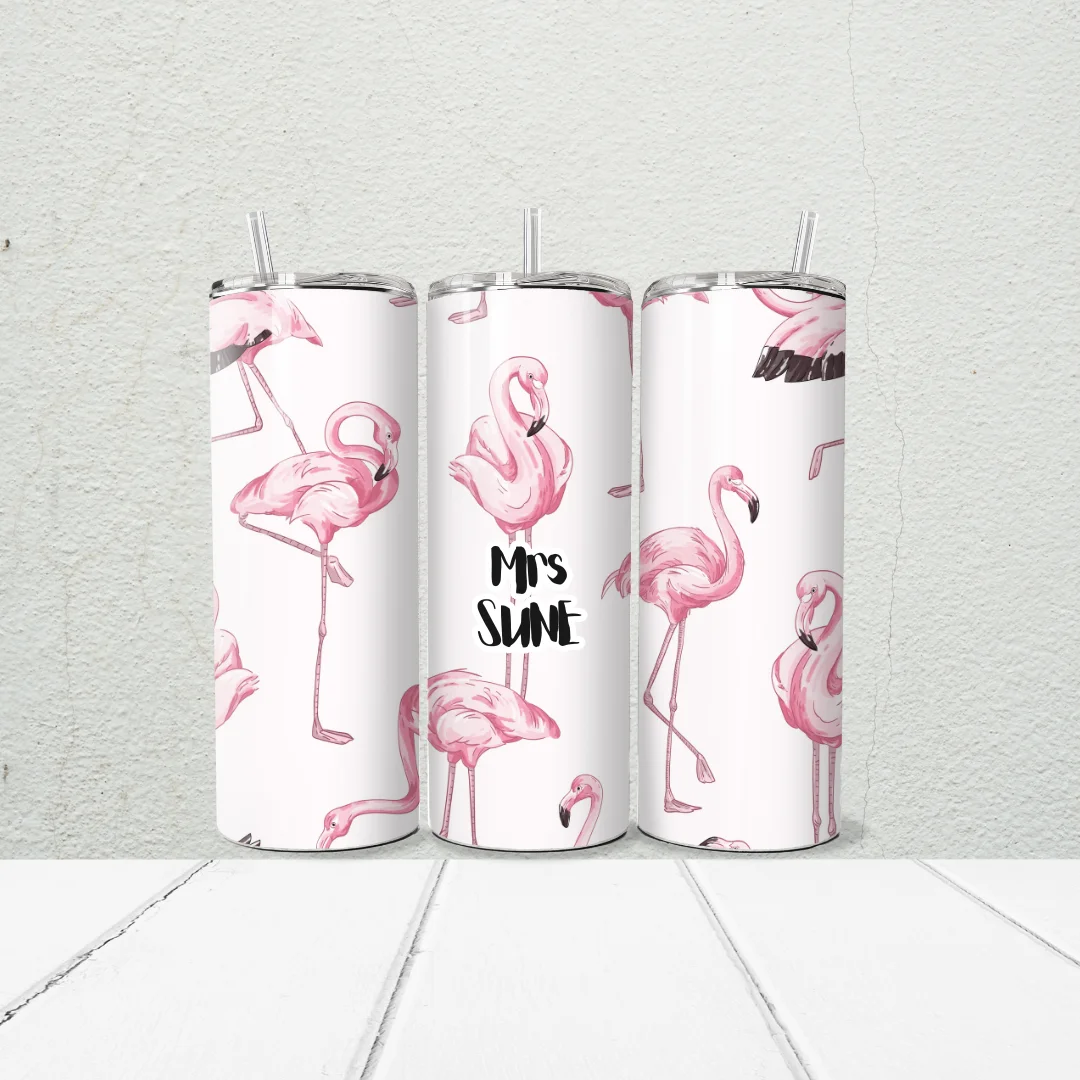 Fabulous Flamingo Teacher 20oz Skinny Tumbler | Personalised Printed - Image 2