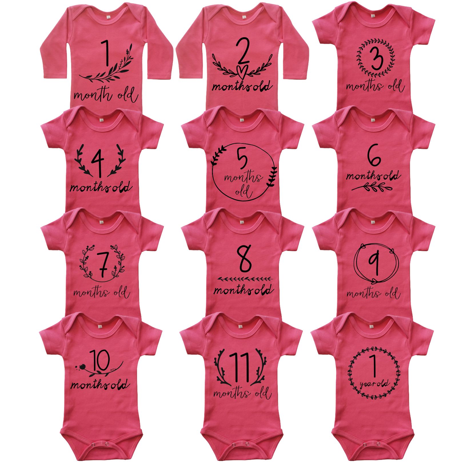 Floral Milestone Onesie Combo English