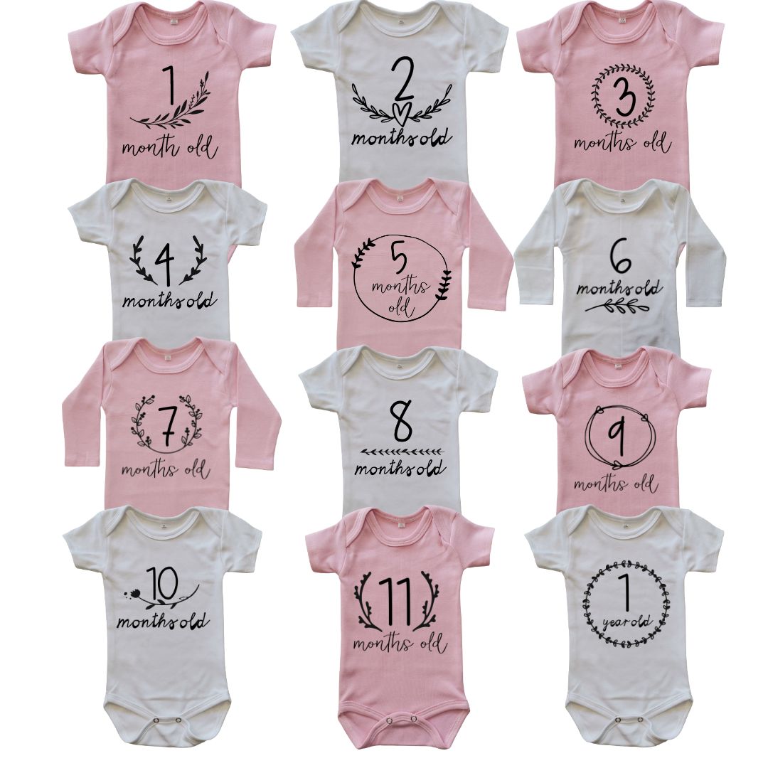 Floral Milestone onesies-a