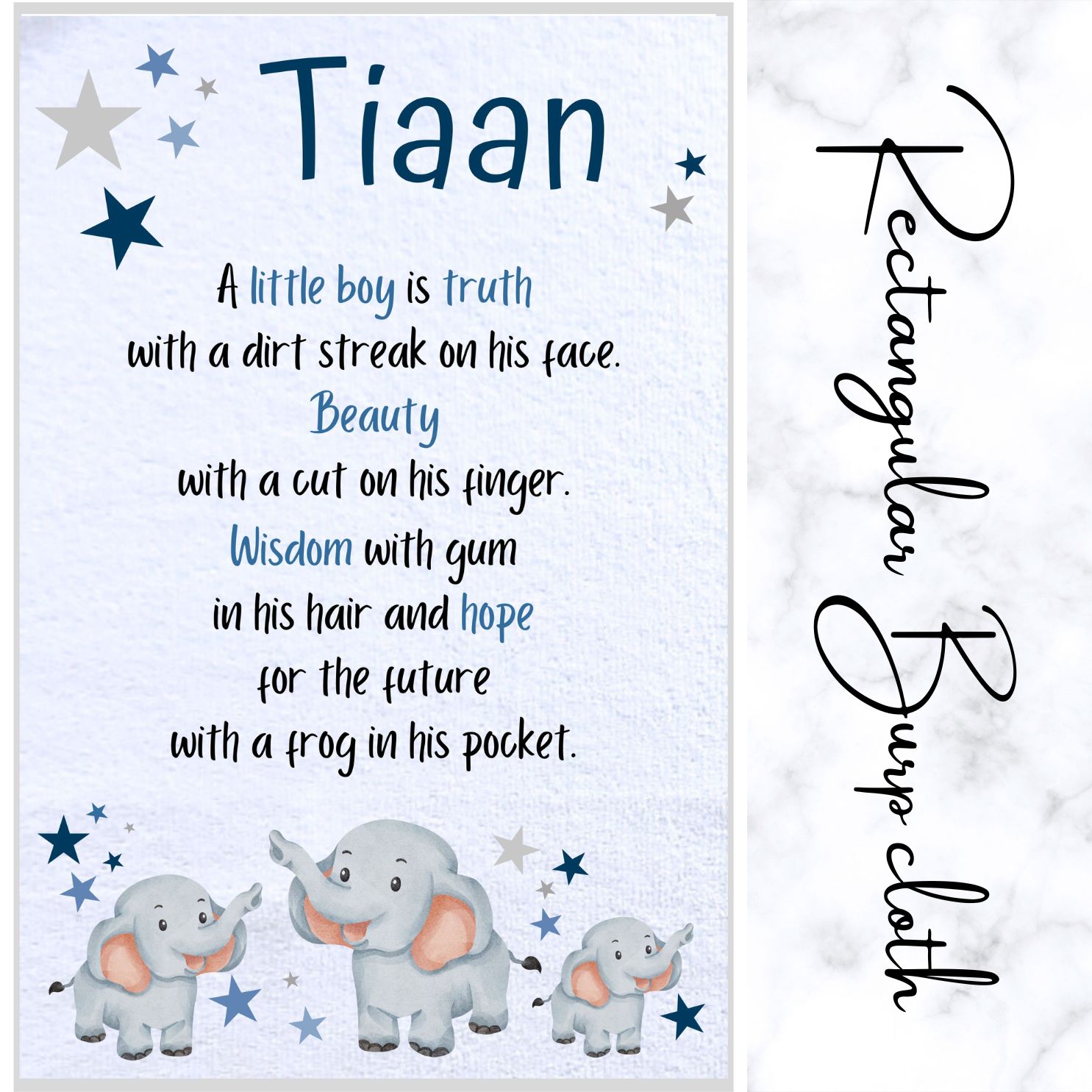 Burp Cloth Rectangular Elephant Theme