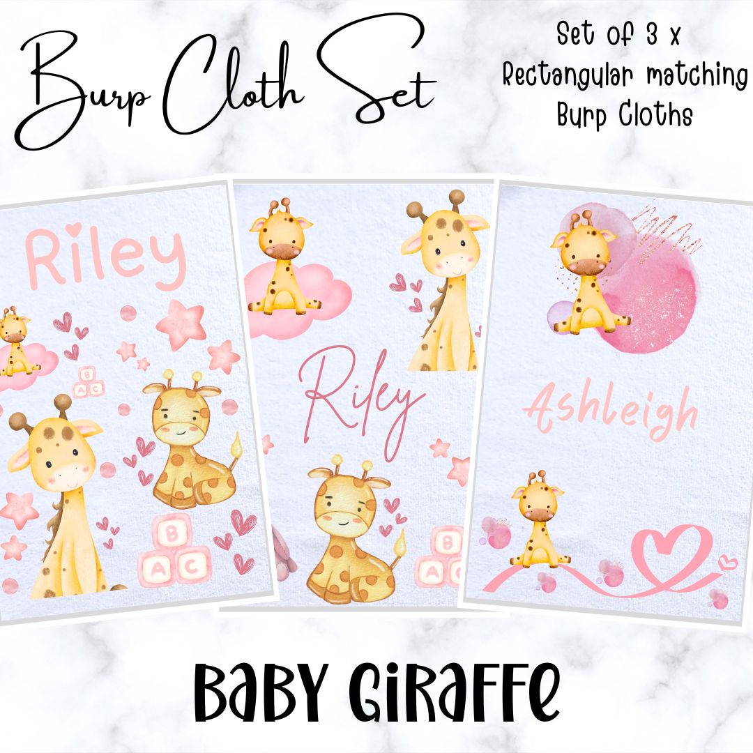 Baby Giraffe Burp Cloth Set