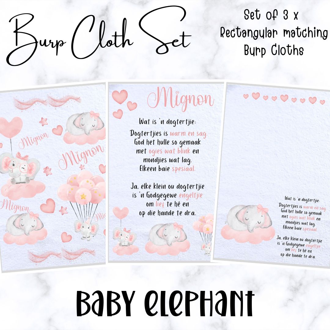 Baby Elephant Burp Cloth Set