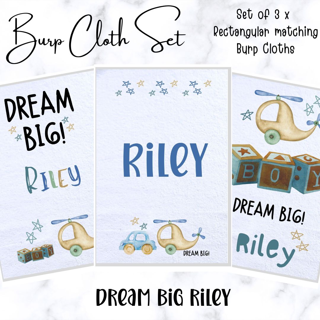 Dream Big Riley Burp Cloth Set