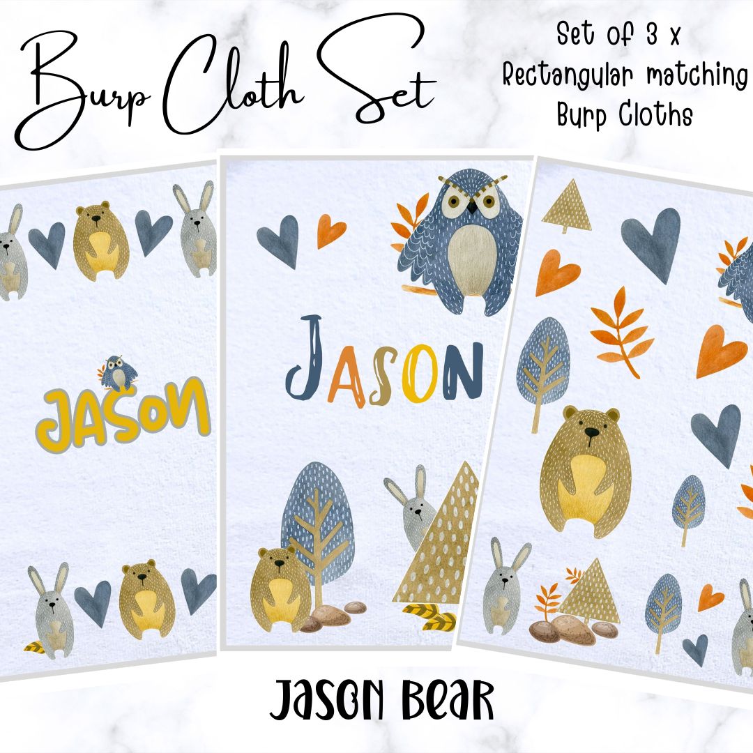 Jason Bear Burp Cloth Set