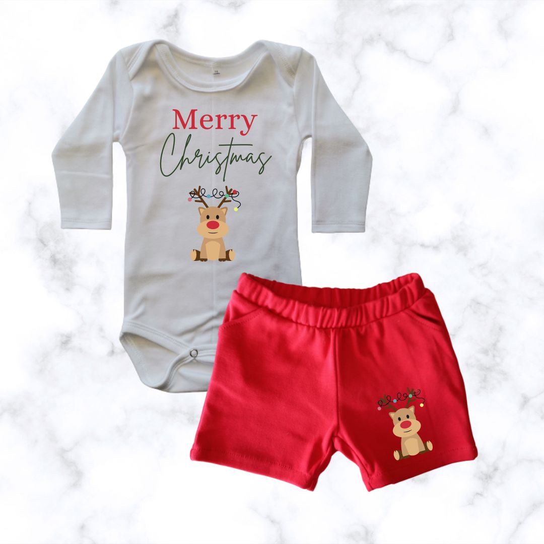 Reindeer Onesie Boy Short Combo